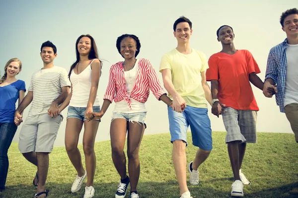 Young friends at outdoors — Stock Photo, Image