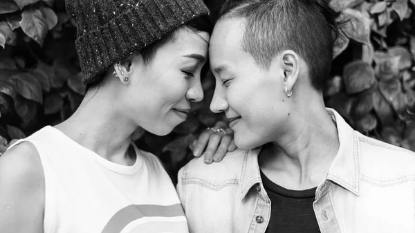 Lesbický pár okamžiků — Stock fotografie
