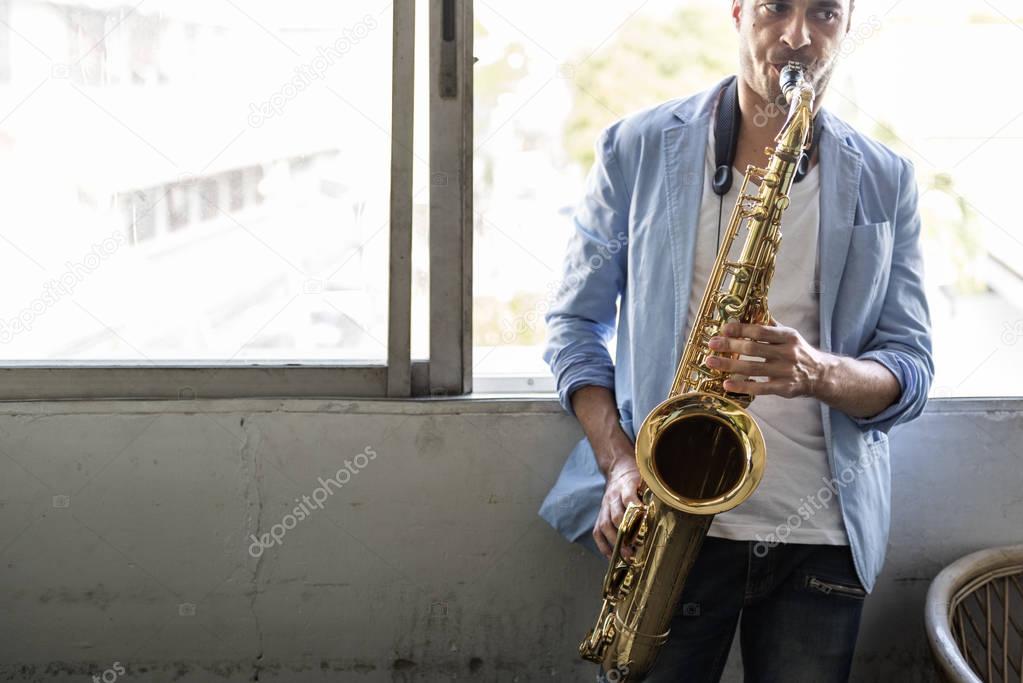 Jazzman Playing Saxophone