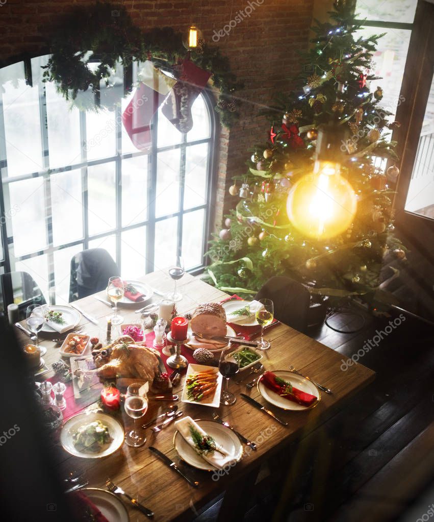 festive table for Christmas 