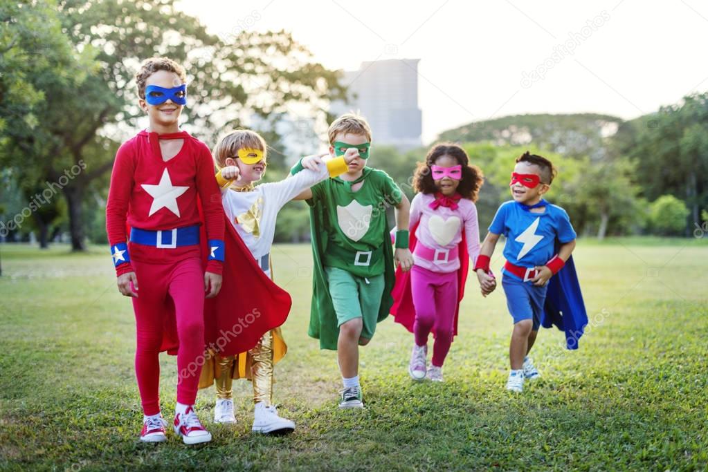 Superhero Kids playing together