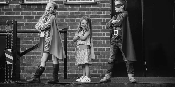 Superheroes Kids have fun — Stock Photo, Image