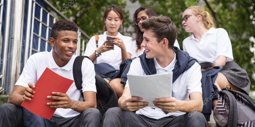 Diverse Students in College Uniform