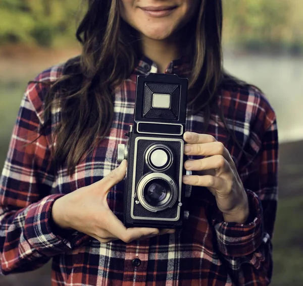 Mädchen beim Fotografieren — Stockfoto