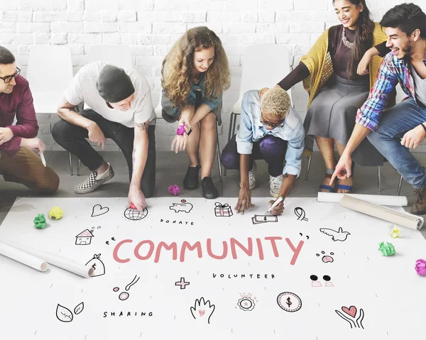 Kattaki insanlar çizim afiş