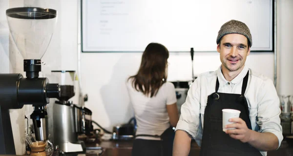 Baristas cerveja café — Fotografia de Stock