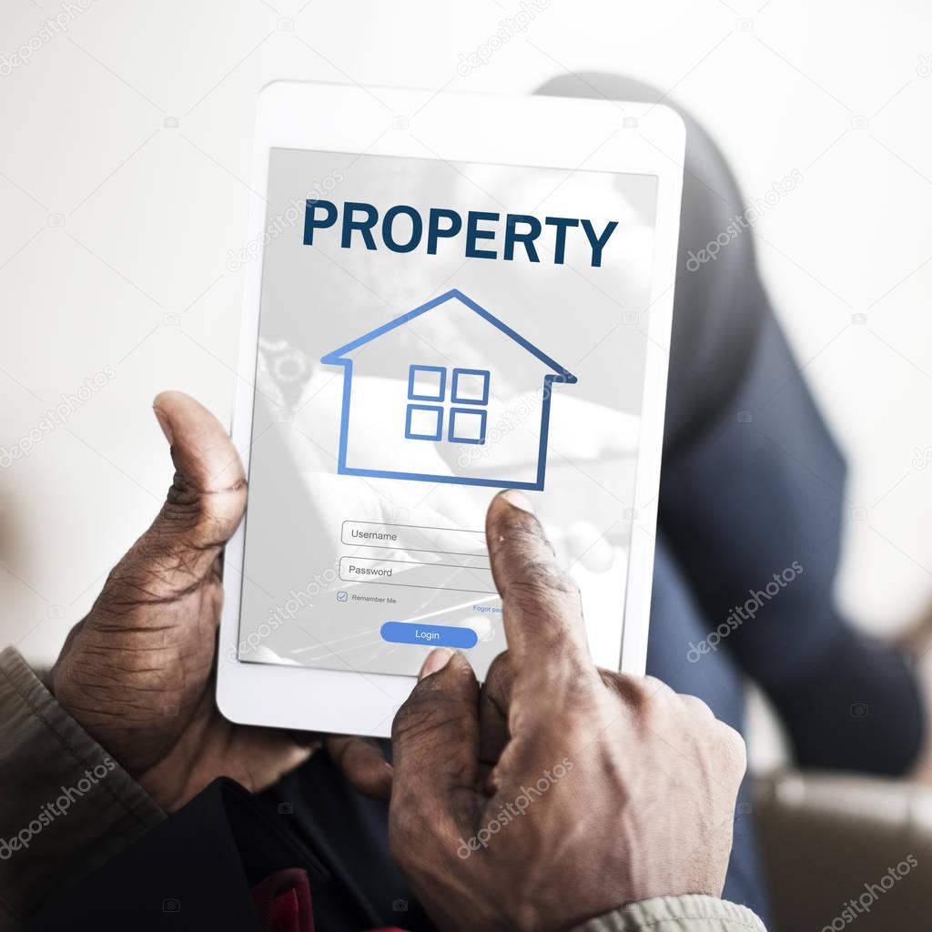 businessman holding digital tablet 