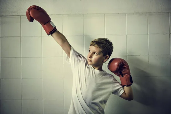 Boy Boxing in box gloves — Stock Photo, Image