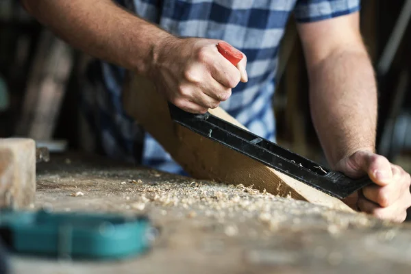 Woodeworker Craftsman in workshop — Stock Photo, Image