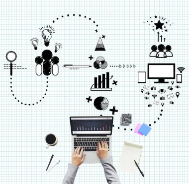 laptop ile çalışan kişi 