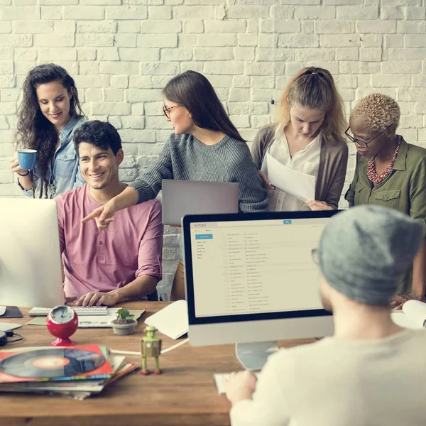 Hipsters working in Contemporary office — Stock Photo, Image