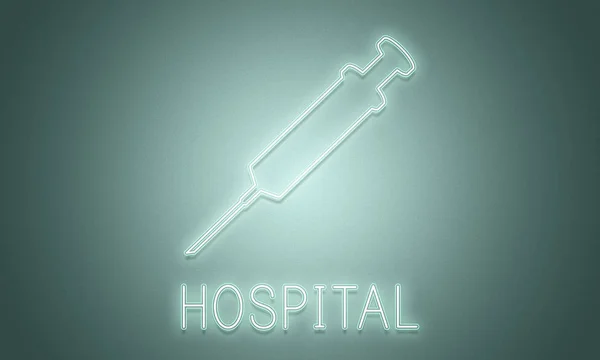 Grafik metin ve hastane kavramı — Stok fotoğraf