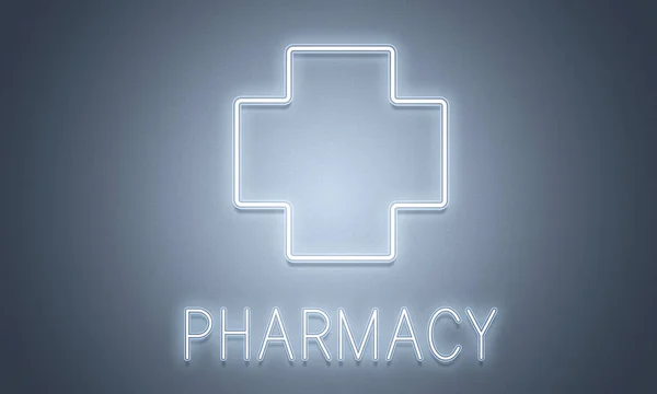 Texto gráfico y concepto de farmacia — Foto de Stock