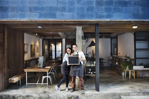 Baristas resting near Coffee Shop — Stock Photo, Image