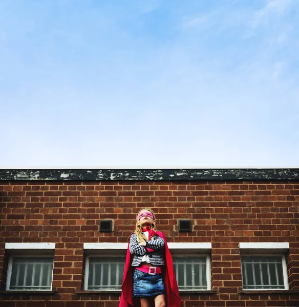 Superhero Girl outdoors — Stock Photo, Image