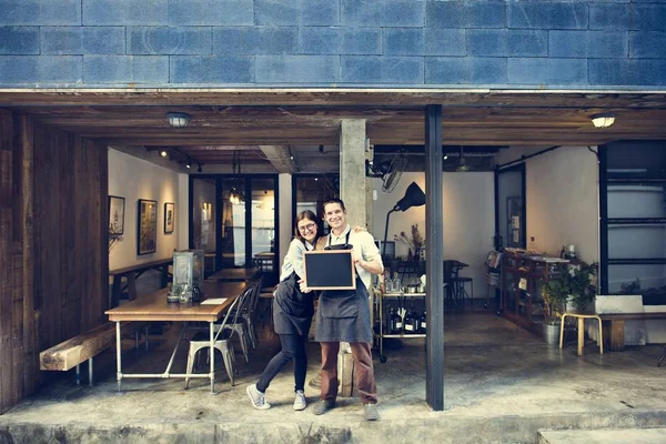 Baristas resting near Coffee Shop — Stock Photo, Image