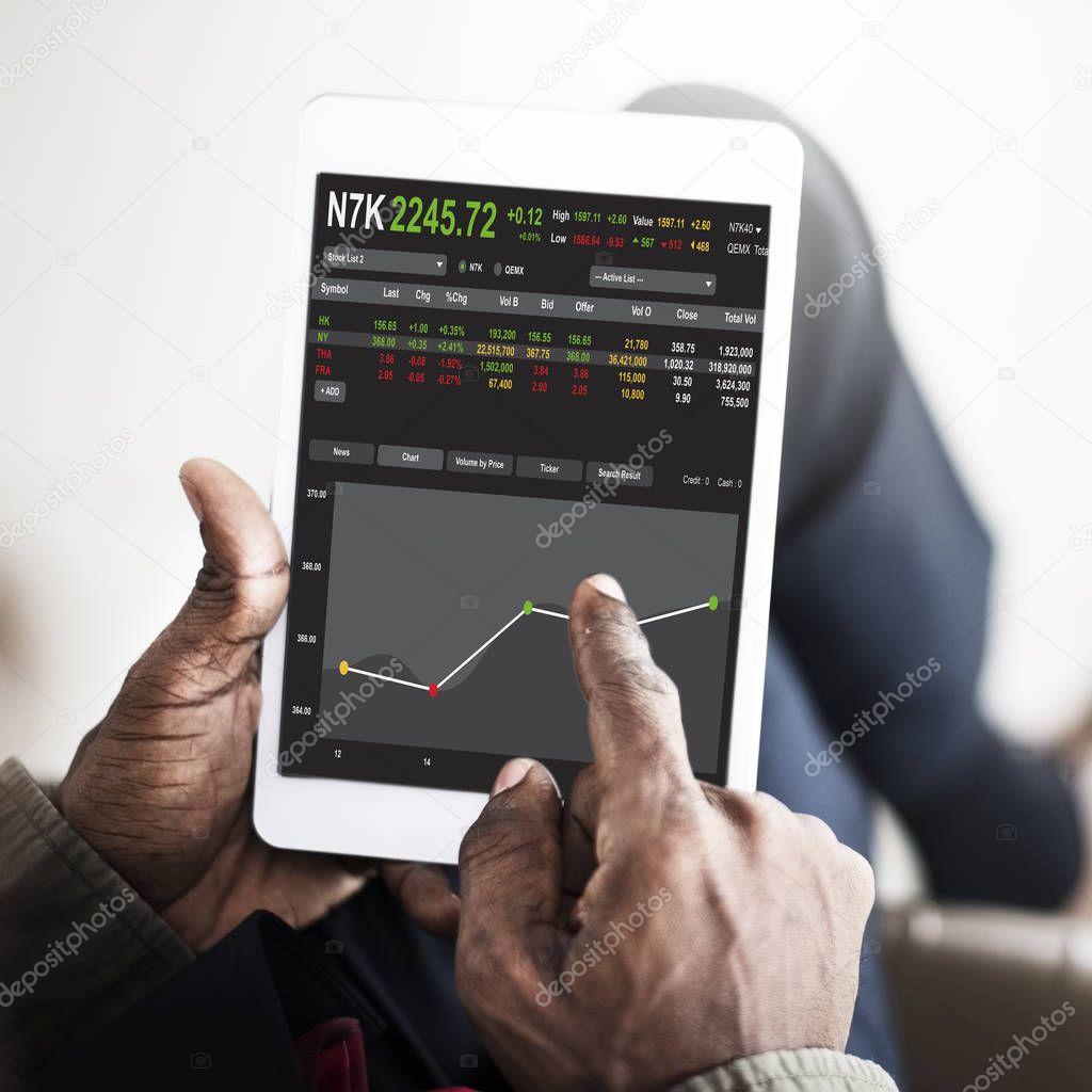 businessman holding digital tablet 
