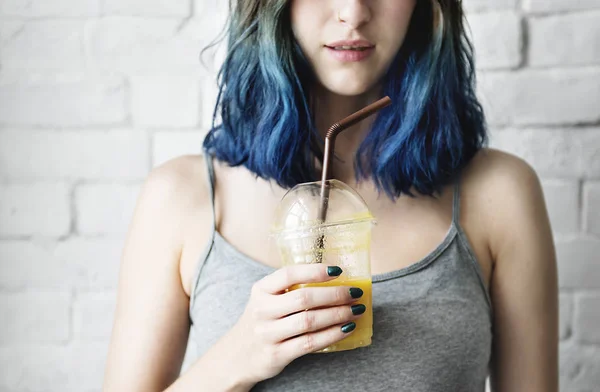 Confident girl with colorful hair — Stock Photo, Image