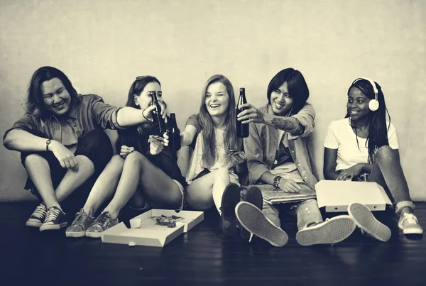 Young Friends Eating Pizza