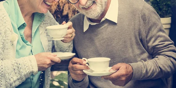 Coppia anziana che beve tè — Foto Stock