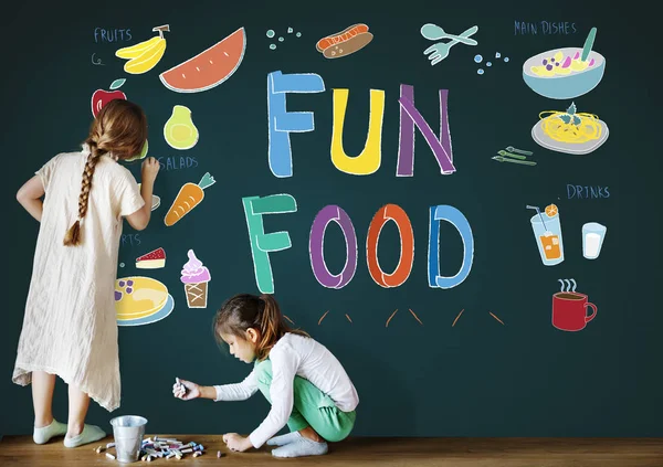 Kinderen tekenen op het bord — Stockfoto