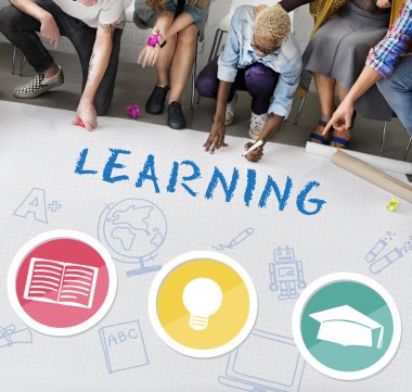 Kattaki insanlar çizim afiş