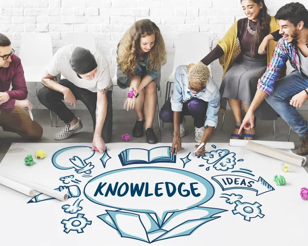 People drawing banner on floor — Stock Photo, Image