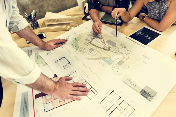 Designers working with Blueprint — Stock Photo, Image