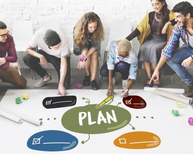 Kattaki insanlar çizim afiş