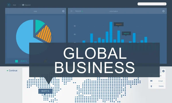 Texto gráfico y negocios globales — Foto de Stock