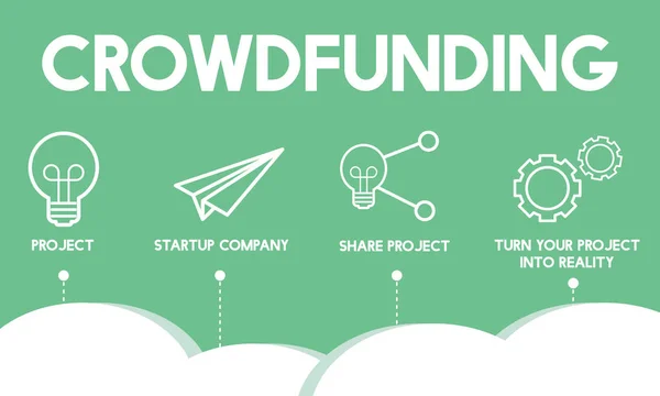 Testo grafico e concetto di crowdfunding — Foto Stock