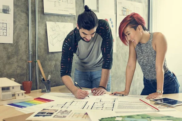 Architects working on the project — Stock Photo, Image