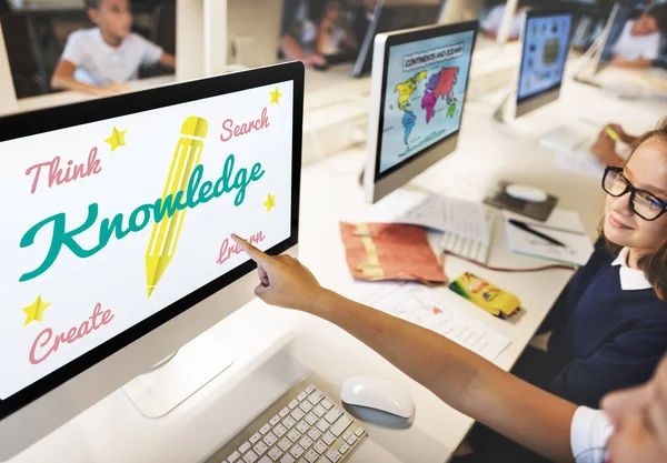 Pupils in computer classroom — Stock Photo, Image