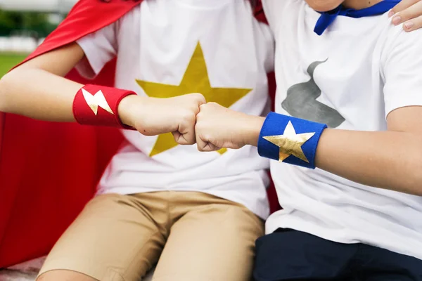 Superheroes Kids Fist Bump — Fotografie, imagine de stoc