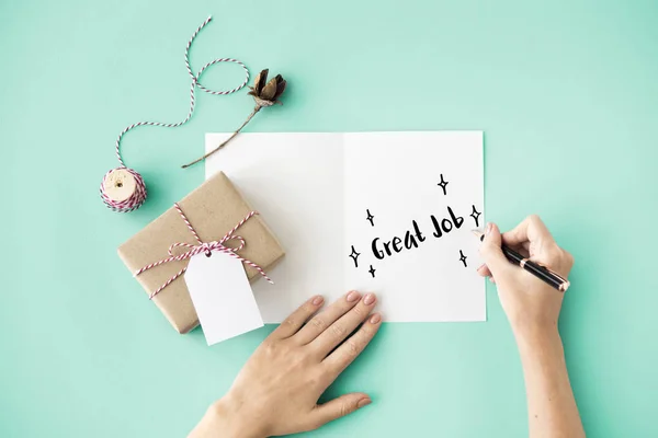 Woman writing Best Wishes — Stock Photo, Image