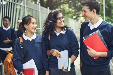 Diverse Students in school uniform clipart