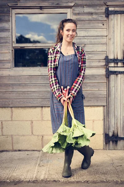 女性持株素朴な植物 — ストック写真