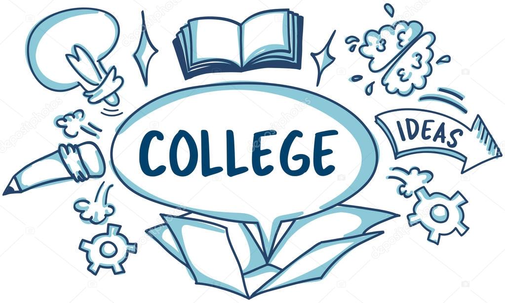 Graphic Text and College Concept