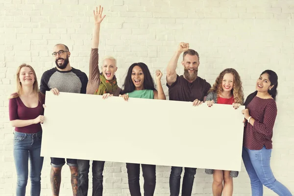 People holds placard — Stock Photo, Image