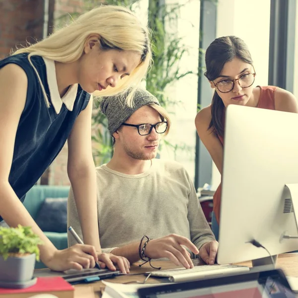 Hipsters working in Contemporary office — Stock Photo, Image