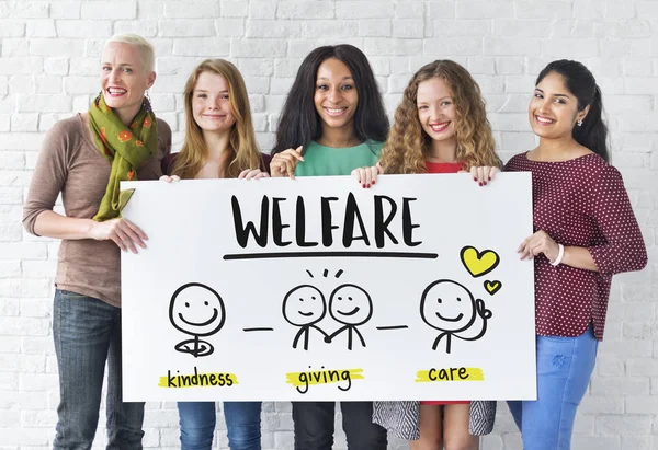 Diversity women holds placard — Stock Photo, Image