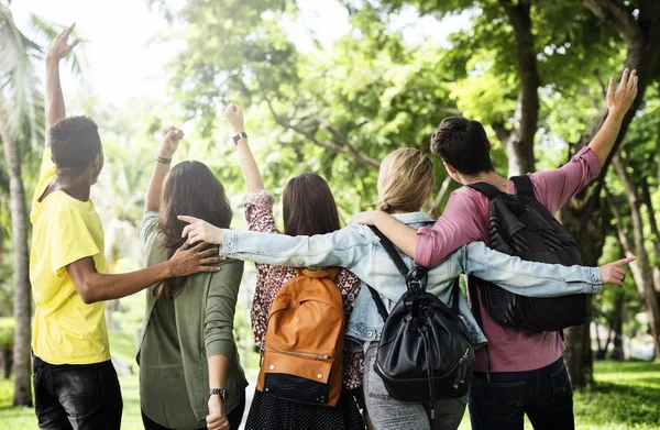 Diverse students Outdoors — Stock Photo, Image