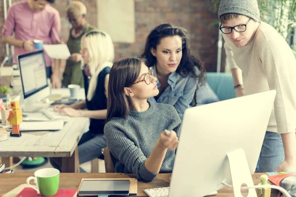 Hipsters working in Contemporary office — Stock Photo, Image