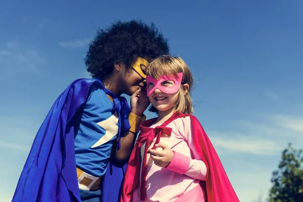 Супер-герои веселые дети — стоковое фото