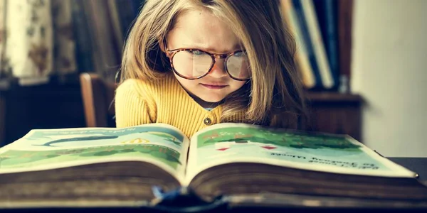 Adorable Girl Reading Storytelling — Stock Photo, Image