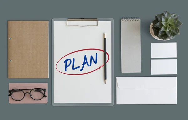 Workplace table with office tools — Stock Photo, Image