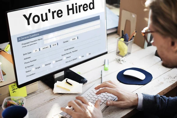 Businessman typing on computer keyboard — Stock Photo, Image