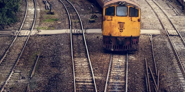 Train riding on railway track — Stock Photo, Image