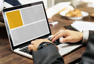 Dizüstü bilgisayarda çalışan iş adamı