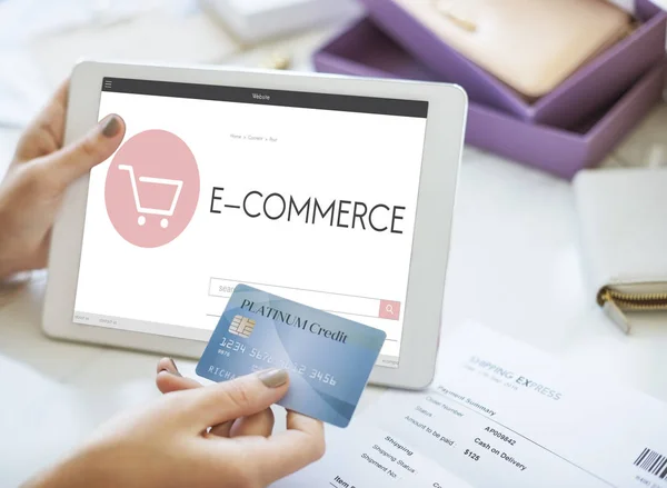 E-commerce Shop Online honlap Eladó koncepció — Stock Fotó